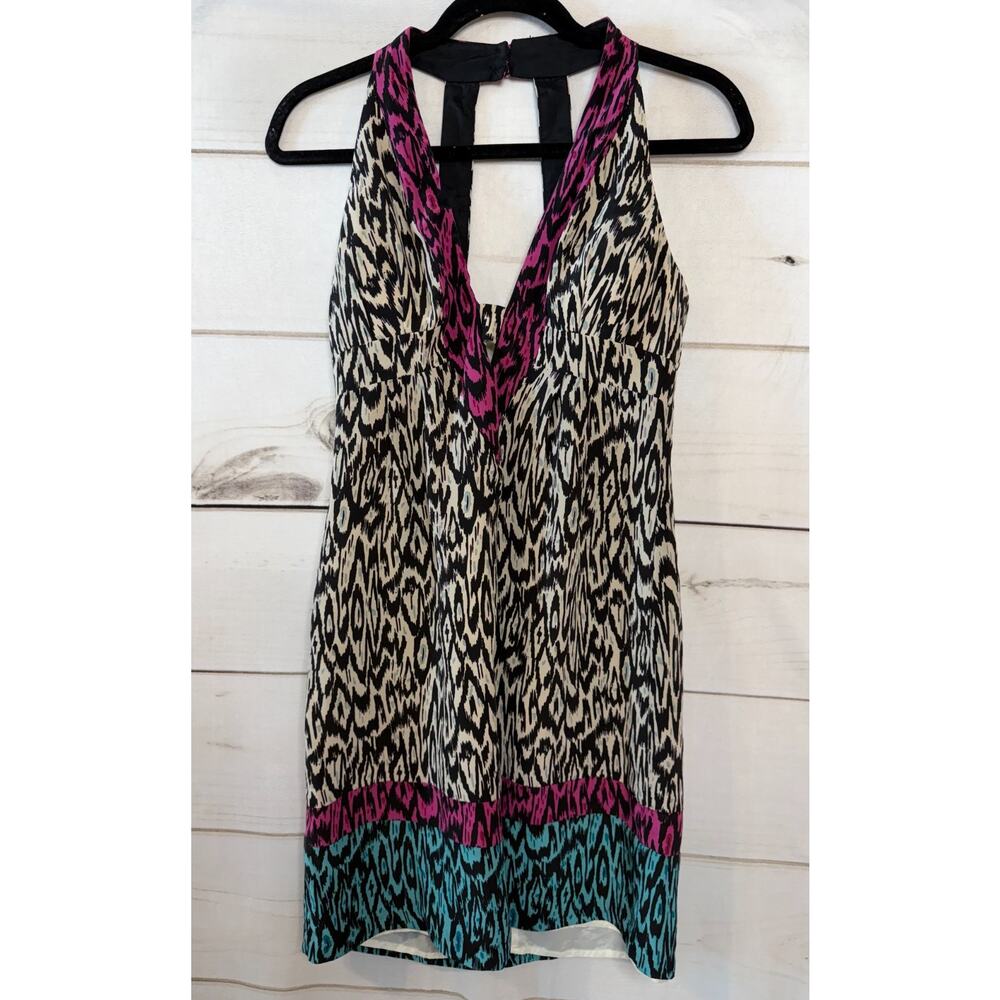 Nannette Lepore Sz 6 Chic Stylish Dress Sleeveless‎ Purple Teal Printed Classy